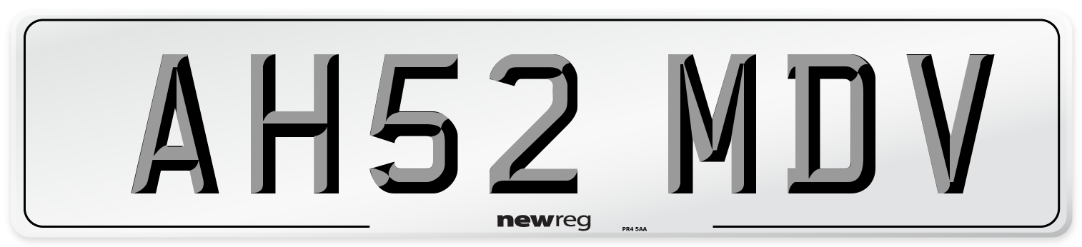 AH52 MDV Number Plate from New Reg